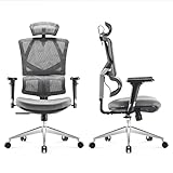 SIHOO Ergonomic Office Chair - High Back Desk Chair with Lumbar Support, 3D Armrest and Adjustable Height Backrest - Thick Seat Cushion Breathable Mesh Computer Chair (Gray