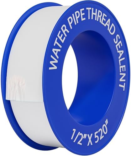 1, 4 or 5 Rolls 1/2 Inch(W) X 520 Inches(L) Teflon Plumbers Tape, Duct Sealant Tape for Shower Head, Plumbing Thread Tap, Water Pipe Sealing Plumbers PTFE Thread Seal (1 Pack)