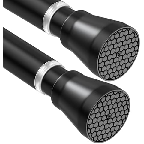 Black Spring Tension Curtain Rod 28-52 and 33-59 Inches Cover