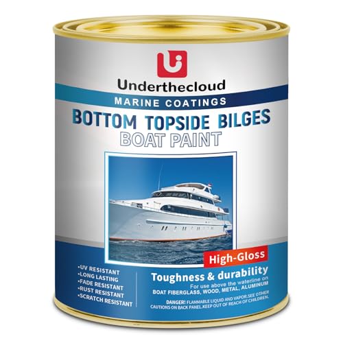 underthecloud Boat Paint 35 Oz Gloss Red Marine Boat Topside Bottom Enamel Paint Marine Paint for Boats Wood Fiberglass Aluminum Metals Oil-Based Epoxy Red