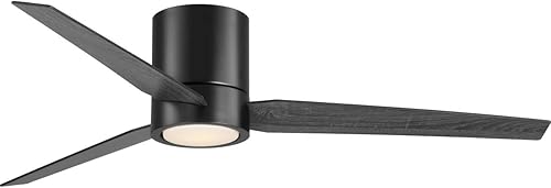 Progress Lighting P2588-31M30K Braden Mid-Century Ventilador de techo LED integrado moderno para interiores, negro mate con kit de luz y pantalla de