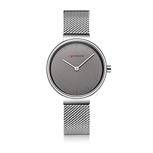 Curren 9016 Quartz Movement Round Dial Stainless Steel Strap Waterproof Women Wristwatch - Silver and Grey (B07N1RTKWZ) Amazon Price History, Amazon Price Tracker