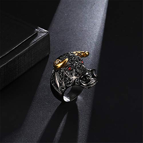 PAURO Men's Stainless Steel Cubic Zirconia Taurus Bull Tribal Biker Ring Black Plated Size 11