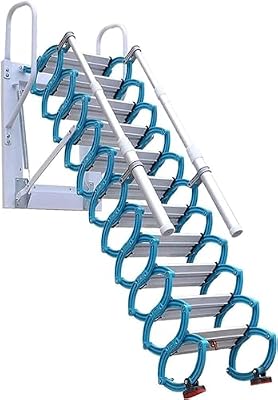 Alloy Attic Access Ladder Concertina Loft Ladder Alloy Steel Attic Stairs Pull Down Attic Ladder Telescoping Ladder Can Hold 660 Lbs (A 2.1)