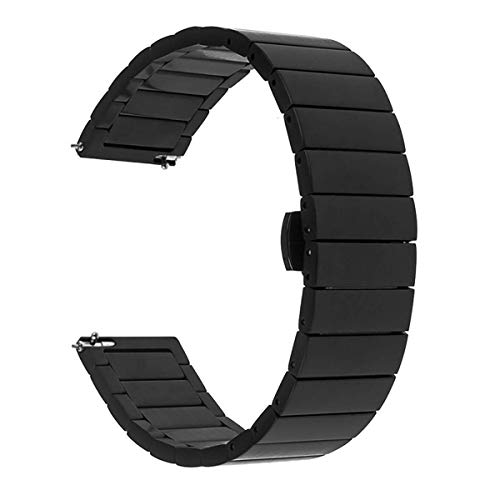 @ccessory 20mm Acciaio Inossidabile Cinturino sgancio rapido Métal Strap per Galaxy Watch Active Garmin Vivoactive 3 (Nero)