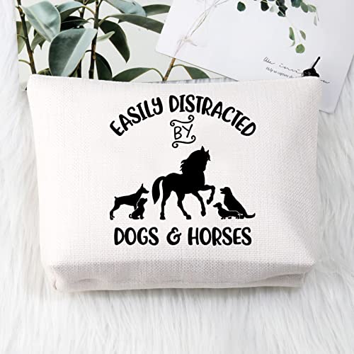 PLITI Horse Riding Gift Dog Lover Makeup Bag Dog Mom Dog Owner Easily Distracted by Dogs & Horses Equestrian Cosmetic Bag(Distracted Dogs horsesU) - Image 3