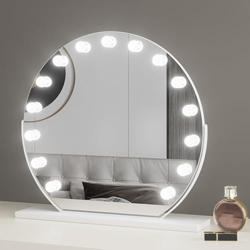 LED Vanity Mirror with Bulbs - Round 360° Rotating Makeup Mirror, Touch Control Dressing Table Mirror, Gold Finish, 40cm, 50cm, 60cm - Perfect for Beauty and Grooming