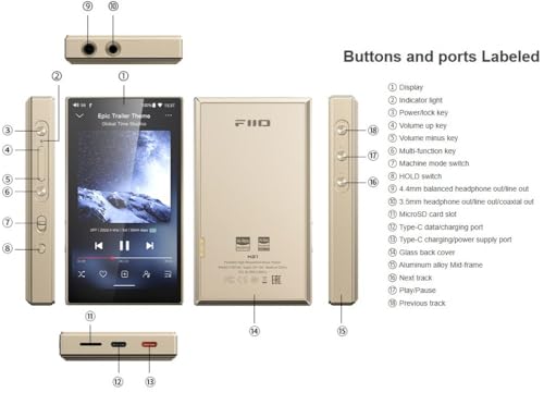 Image of FiiO M21 Android 13 Portable Music Player MP3 Snapdragon 680 4* CS43198 DAC Chips Hi-Res Audio DSD Bluetooth LDAC (Titanium Gold)