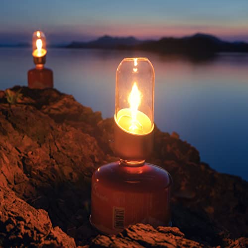 Fire Maple Orange Camping Light, Propane Lamp，Gas Lantern, Glass Lampshade & Windproof, No Mantles Needed, Brightness Adjustable, Heating, Camping Atmosphere &Bright Flames #TOP5