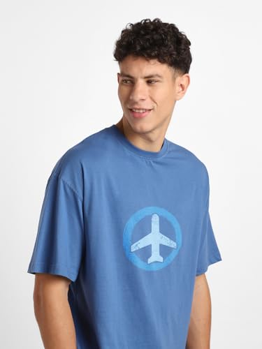 Image of Nobero Men's Oversized Graphic T-Shirt for Men | Soft Cotton | Drop Shoulder Relaxed Fit | Printed Casual Tshirt for Men