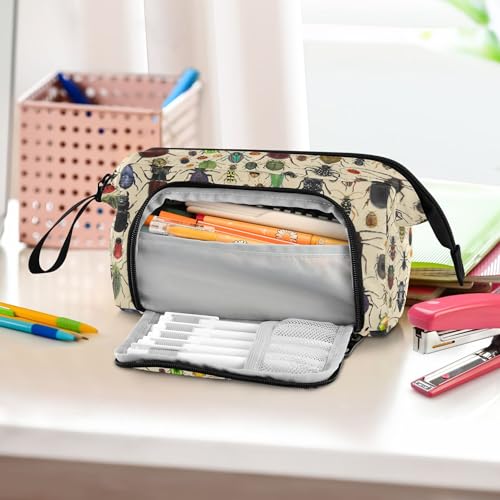Image of Fisyme Ladybugs Beetles Bugs Pencil Case Large Capacity Pencil Pouch Pen Bags Box Big Makeup Pencil Case Organizer