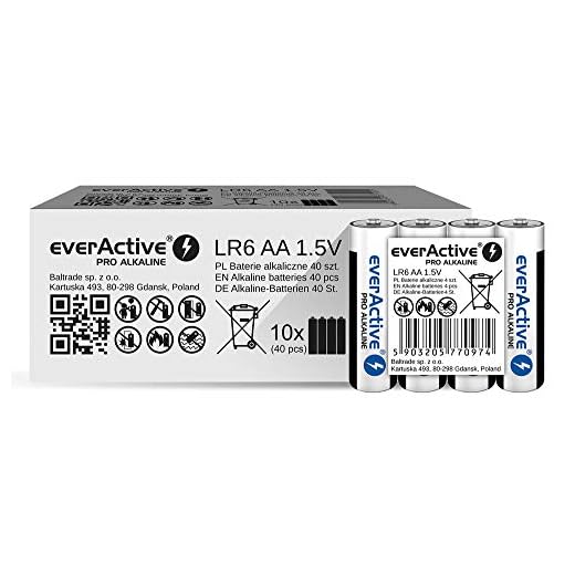 everActive AA Batterien 40er Pack, Pro Alkaline, Mignon LR6 R6 1.5V, höchster Leistung, 10 Jahre Haltbarkeit, 40 Stück