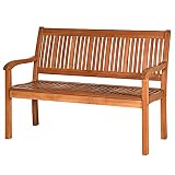 Hysache Outdoor Bench, Eucalyptus Wood Patio Bench, 4 Ft Outdoor Slatted Seating Loveseat with Armre