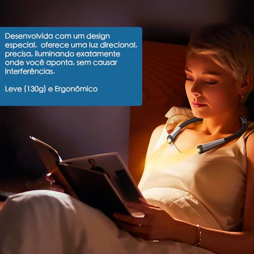 Lanterna Luz Lâmpada Leitura Costura Camping Pescoço Recarregável Flexível Dobrável Longa Duração de