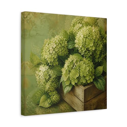 Toile hortensias verts 35 cm pour habiller un mur vide sans encombrer l'espace