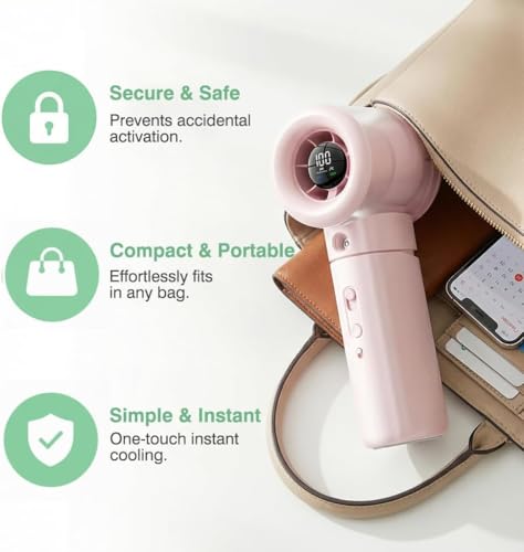 Image of Sevenaire Handheld Portable Fan with Mist, Hand fan for summer, High Speed & LED Display - Personal Fans Portable Rechargeable, 16000 RPM Turbo Mini Fan for Travel, Outdoor, Home, Office (Pink)