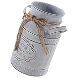 Pot à lait en métal galvanisé : vase de style champêtre vintage avec anse, idéal pour la décoration de la cuisine et de la chambre
