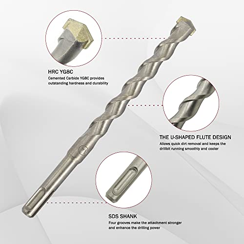 Behappy 17Pcs Rotary Hammer Sds Plus Drill Bits & Chisel Sets, Carbide Tipped Rotary Hammer Drill Bit Set, Concrete Drill Bit And Chisels For Through Concrete, Cement, Brick, Stone, With Storage Case #TOP1