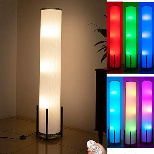 CAUDTK Column Floor Lamps Remote Control Dimmable 61 Inch 3 Smart Light Bulbs Color Changing Modern LED RGB Tall Standing Lamp for Living Room Bedroom Kids Room