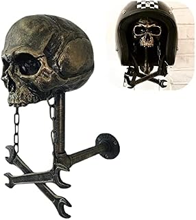 Motorcycle Skull Helmet Rack Wall Mount, Helmet Stand, Essential For Motorcycle Enthusiasts, Resin Crafts For Ghost Head Wall Decor, Gift For Motorcyclist (Skull Beard helmet holder)