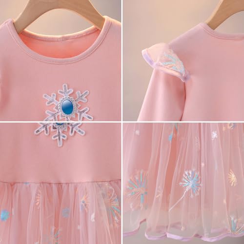 Image of Toddler Little Girls Casual Dresses Short Sleeve Crew Neck Graphic Cartoon Dress for 2-8 Years