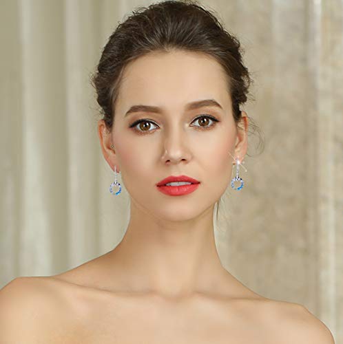 925 Sterling Silver Circle Earrings with Austria Crystal Leverback Dangle Earrings Hypoallergenic Jewelry for Women Mom4