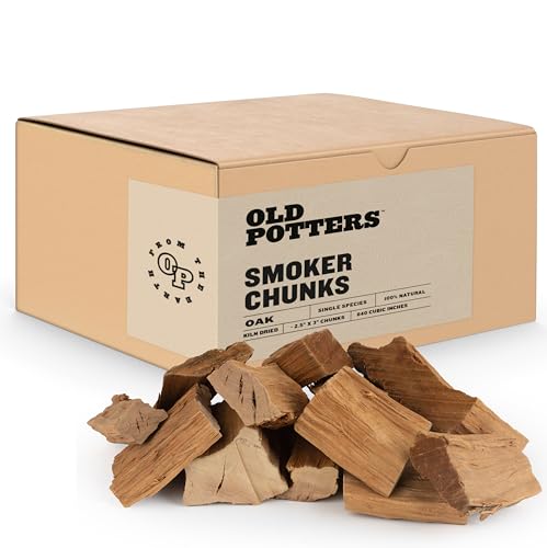 Old Potters Smoker Chunks 12-14 lbs for Grilling Smoking and Wood Fire Cooking ~ 2 x 3 Inches (Oak 790 Cu in.)
