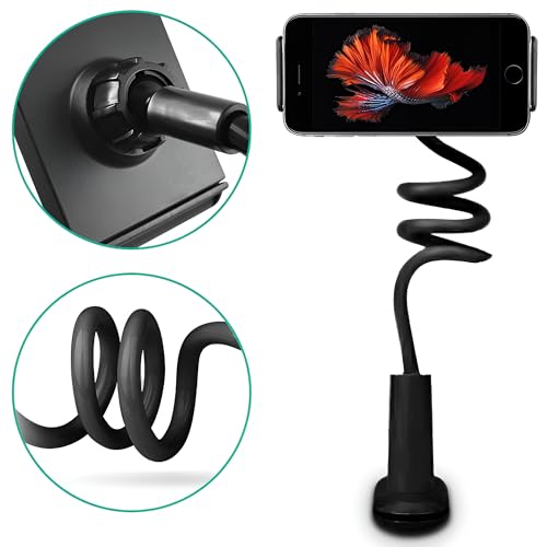 Image of LikeStar Universal Flexible Long Arm Metal Lazy Mobile Holder Stand for Desk, Bed, and Table - 360 Adjustable Clip Mount Compatible with All Smartphones - Strong Grip & Durable Design (Black)