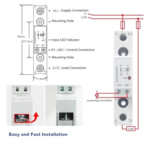 Relais statique AC AC 40A commutation silencieuse pour commande 230V - 5