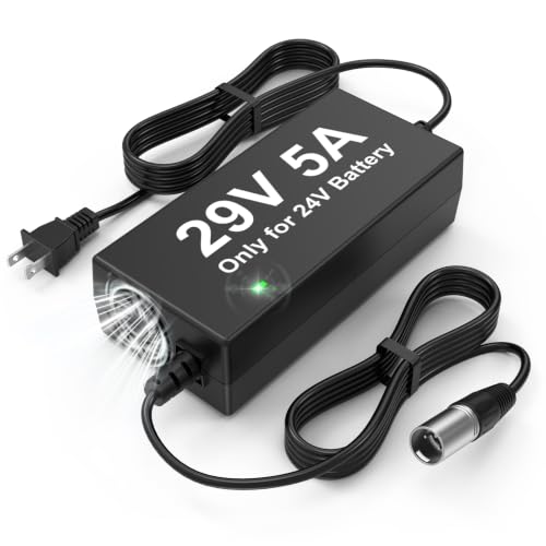 29V 5A for 24V 5A 3-Pin Male XLR Connector Battery Charger for Lakematic,...