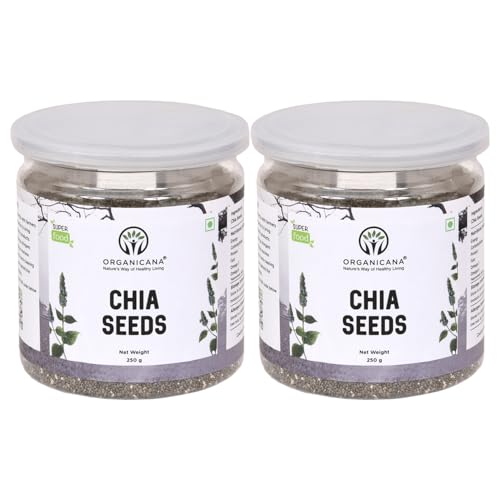 Image of Organicana Chia Seeds 250g (Pack of 2) - 100% Natural & Unpolished Superfood | Rich in Omega-3, Fiber & Protein | Supports Weight Loss, Digestion & Energy