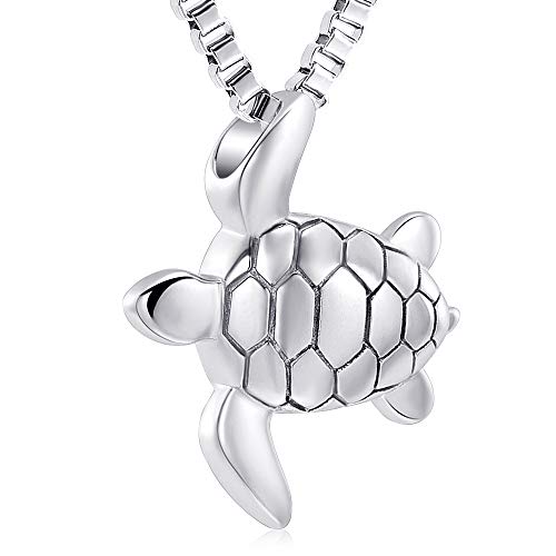 XSMZB Sea Turtle Cremation Jewelry for Ashes Urn Necklace for Ashes Cremation Jewelry for Ashes Necklace for Men Women Memorial Ash Keepsake Pendant (Big Black)