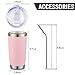 COMOOO 20oz Double Wall Vacuum Insulated Travel Mug Stainless Steel Tumbler with Lid and Straw Durable Powder Coated Insulated Coffee Cup for Cold & Hot Drinks (Pink, 12 pack