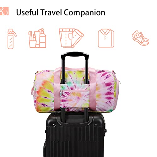 Abshoo Sports Gym Bag For Girls Teen Weekender Carry On Women Travel Duffel Bag With Shoe Compartment (Tie Dye E) Medium #TOP5