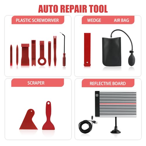 Image of HUGBEO 128 PCS Dent Removal Kit,Paint-Safe Dent Removal Tools, DIY Dent Puller Set with Black Lifter, T-Bar, Bridge Suction Cup Puller, Rubber Hammer & Glue Gun for Car Dent Removal