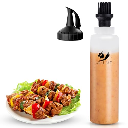 Silicone Basting Brush & Bbq Sauce Bottle - 16 Oz Basting Bottle Dispenser For Grilling - Perfect Grill Brush For Marinades