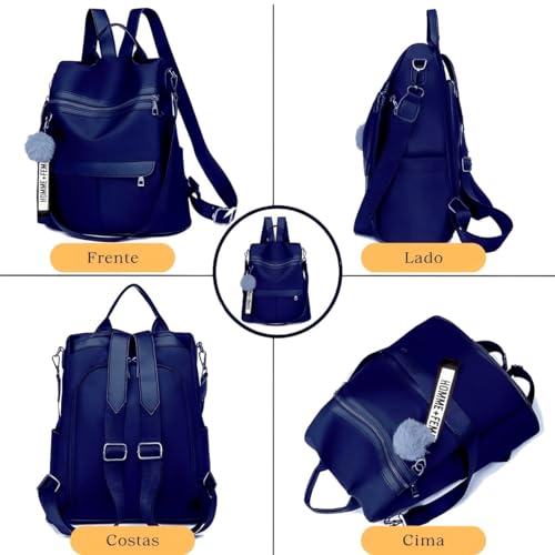 Bolsa Feminina Média Casual Alça Transversal Mochila Trabalho Anti Furto (Azul)