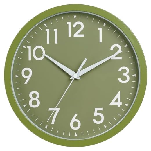 Wall Clock Analog 10 Inch Simple Silent Non Ticking Battery Operated Modern Decorative for Kitchen Office Bedroom Bathroom Living Room(Olive Green)