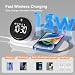 Alarm Clock with Wireless Charging 15W,Dimmable Night Light,Bluetooth Speaker,White Noise, Snooze,Digital Loud Bedside Alarm Clock for Heavy Sleepers Adults,Girls Boys Gifts Ideas