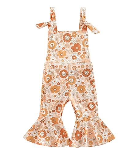 Zaxarra Toddler Baby Girl Jumpsuit Romper Boho Overalls Bell-Bottom Pants Baby Girl Clothes (Flowers C, 6-12 Months) #TOP9