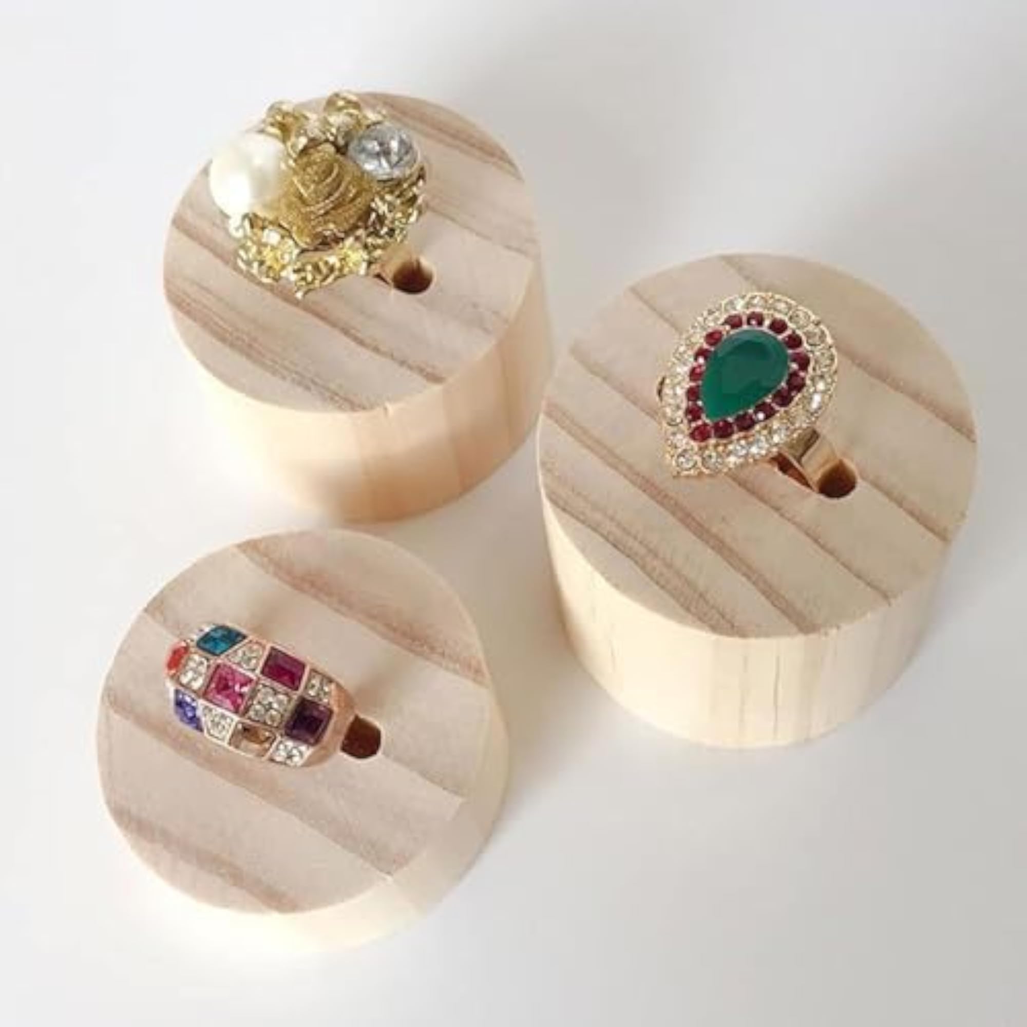 6Pcs Beech Wood Ring Display Rack, Jewelry Stand