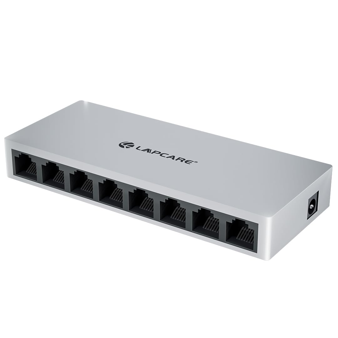LAPCARE LAPLINK 8-Port 10/100Mbps Ethernet Switch – Plug & Play Unmanaged Network Switch with 1.6Gbps Bandwidth, Auto-Negotiation, IEEE 802.3 Compliance, LED Indicators, DC 5V Power-image-45