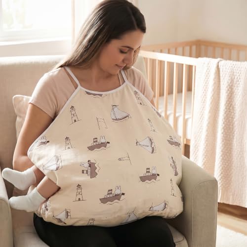 Image of BAYBEE Feeding Pillow for New Born Baby with Foldable Breastfeeding Cover | Feeding Cover for Nursing Mom with Adjustable Velcro & Back Support | Nursing Pillow with Removable & Washable (Beige)