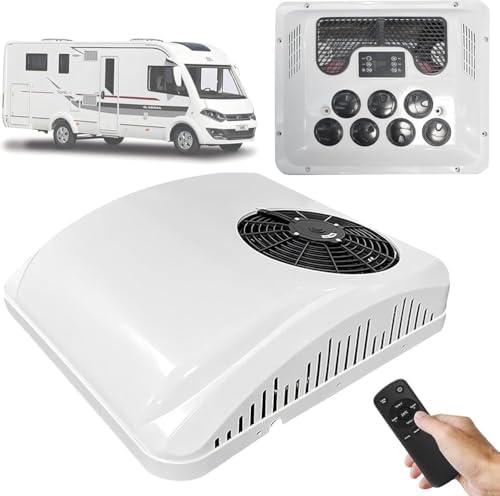 DC Powered RV Rooftop Air Conditioner, Quiet Integrated AC Unit for Cooling & Heating, Intelligent Frequency Conversion, Perfect for Camping & Travel
