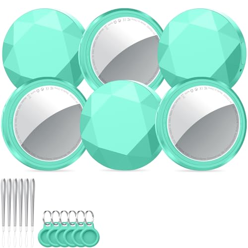 Smart Air Tracker Tag 6 Pack, Buscador de Objetos Bluetooth Funciona con Buscar Apple (sólo iOS), Localizador Bluetooth, Rastreador para Llaves, Cartera, Equipaje, Batería Reemplazable, Cian Menta