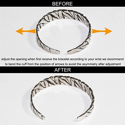 Innocence S999 Antique Silver Plated Wide Cuff Bracelet For Men Women Adjustable Opening Retro Twisted Braided Bracelets Gift Jewelry (Wide Braid) #TOP4