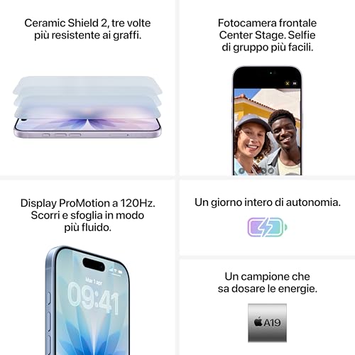 iPhone 17 256 GB: display 6,3" con ProMotion, chip A19, fotocamera frontale Center Stage per selfie di gruppo più facili, più resistenza ai graffi, un giorno intero di batteria; Lavanda - Cuffia gaming - Immagine 3