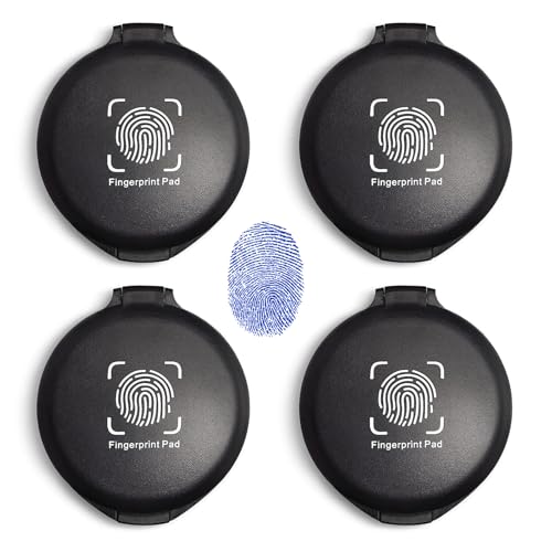 SAYEEC Fingerprint Ink Pad Blue Thumbprint Ink Pad for Office Notary Supplies Identification Security ID Fingerprint Cards, Law Enforcement Fingerprint Kit Thumb Print Ink Pad Stamp Pad (4 Pack)