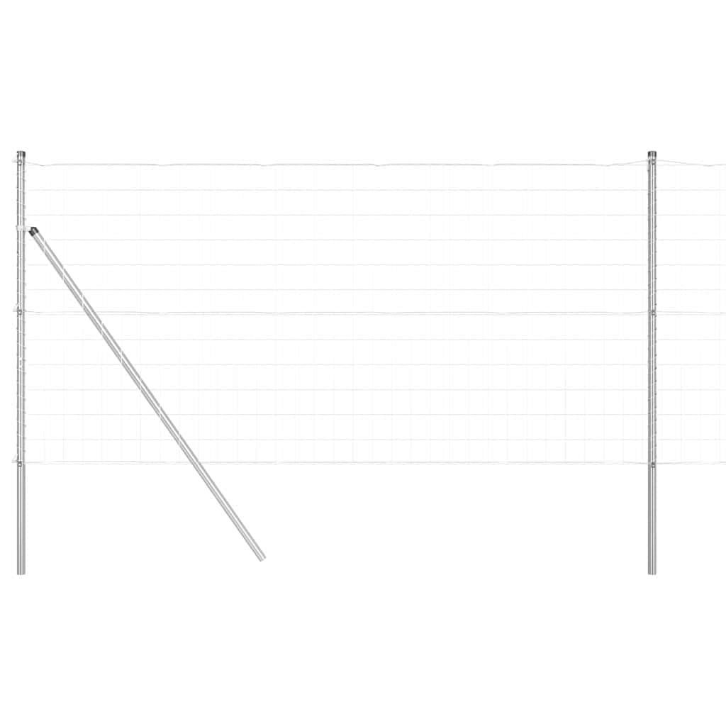 Outdoor Garden Fence Panel Set Silver 1.2 x 25 m Steel PVC with Posts Weather Resistant Modern Fencing for Backyard Patio Privacy Boundary