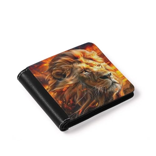 Cool Lion Wallet for Men Leather Slim Bifold Coin Purse Business Card Holder Boys Gifts Money Bag4